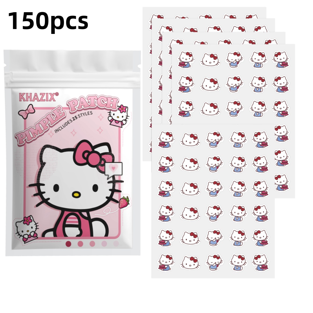 Hydrocolloid Pimple Patch - 30 ชิ้น/150 ชิ้นเฮลโล คิตตี้ ไฮโดรคอลลอยด์แผ่นแปะสิว, สติ๊กเกอร์ปิดสิวลายการ์ตูนน่ารัก,