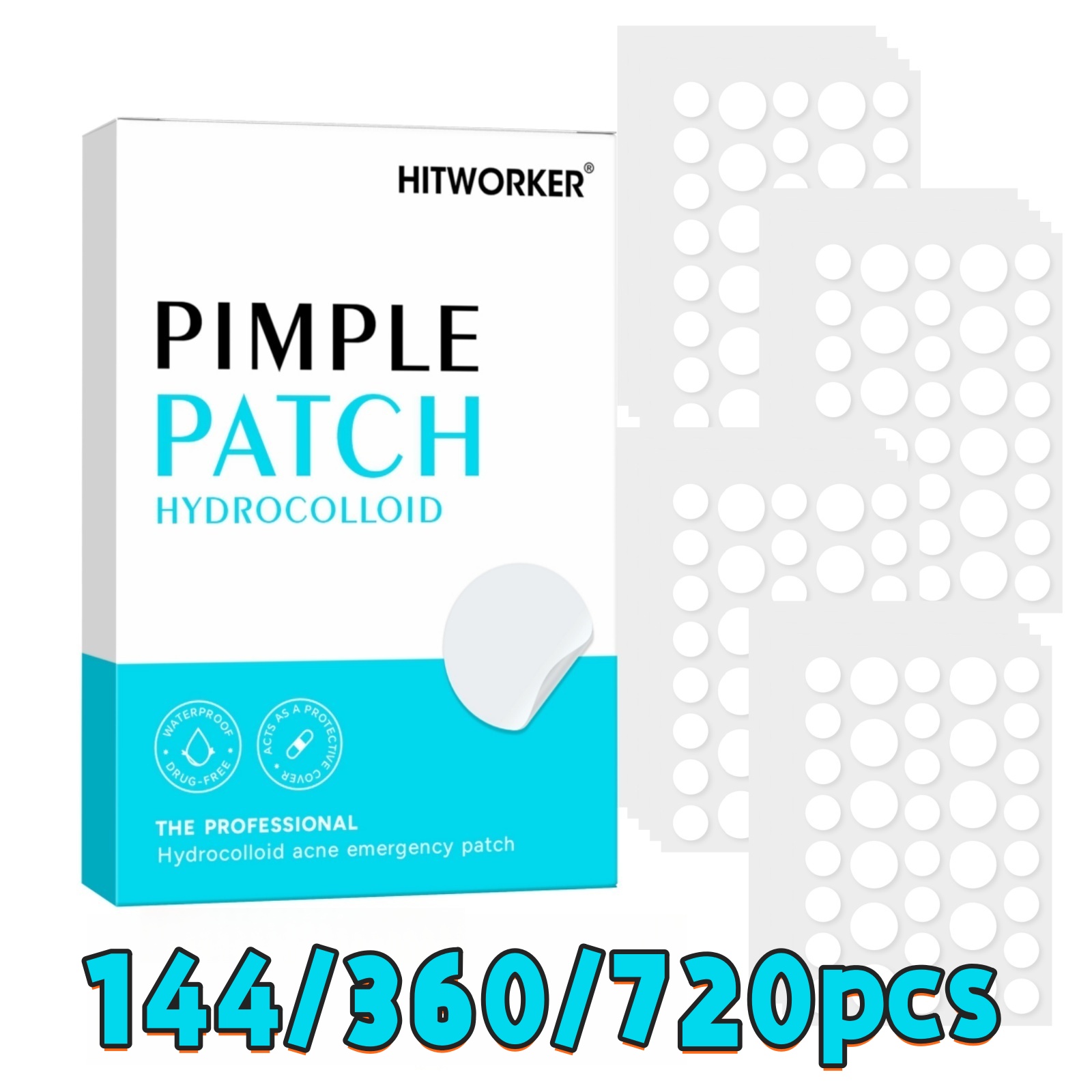 Hydrocolloid Pimple Patch - แผ่นแปะสิวไฮโดรคอลลอยด์ 144/360/720 ชิ้น สำหรับผิวหน้า รักษาสิวได้อย่างมีประสิทธิภาพ ซ่อนรูปและเป็นมิตรกับผิว