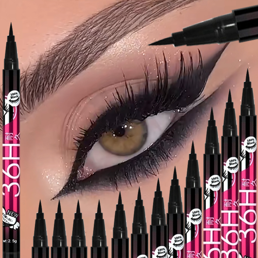 Waterproof Liquid Eyeliner Pen - 1/5/12PCS ชุดอายไลเนอร์ชนิดน้ำสีดำกันน้ำแห้งเร็ว อัลตร้า ไฟน์ สมูท อายไลเนอร์ดินสอปากกาแต่งหน้าเครื่องสำอางค์เครื่องมือความงาม