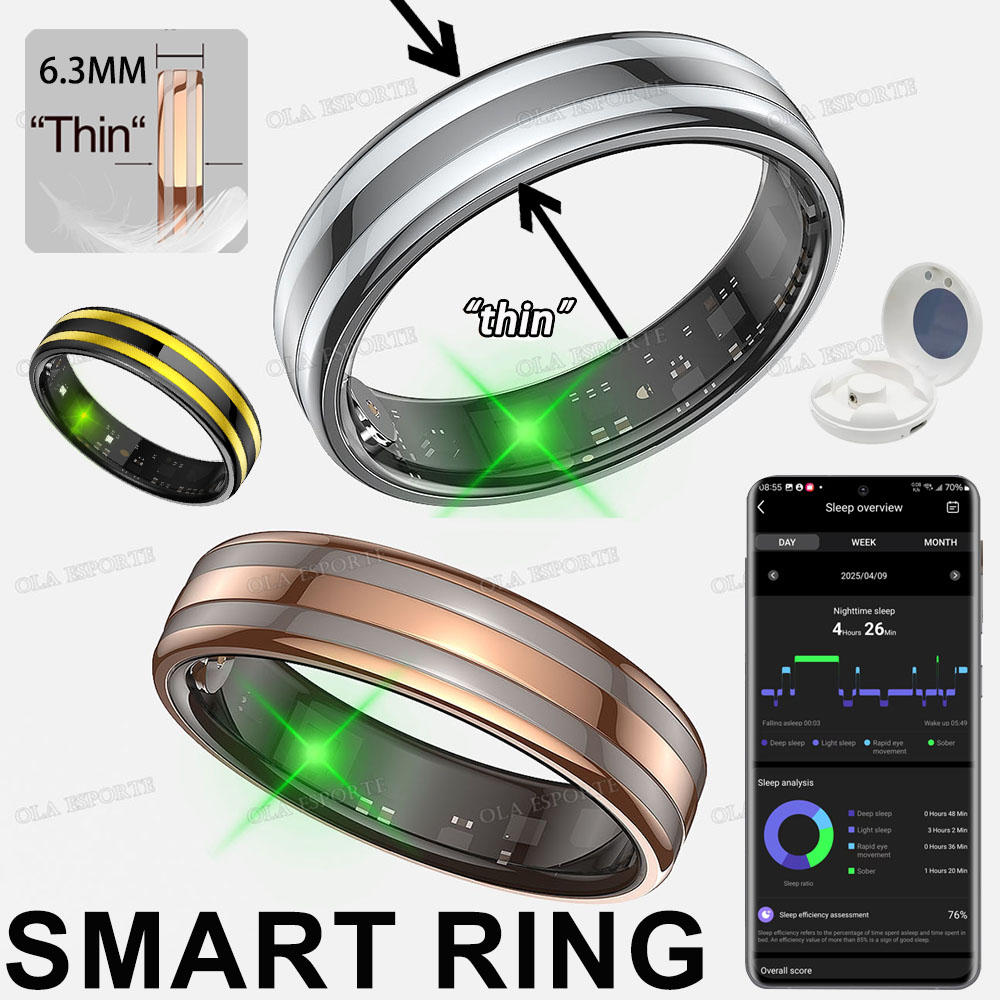 Health Monitors - แหวนสมาร์ทตรวจจับท่าทาง กันน้ำสำหรับกิจกรรมกลางแจ้ง ตรวจวัด HRV จริง ตรวจวัดอัตราการเต้นของหัวใจ