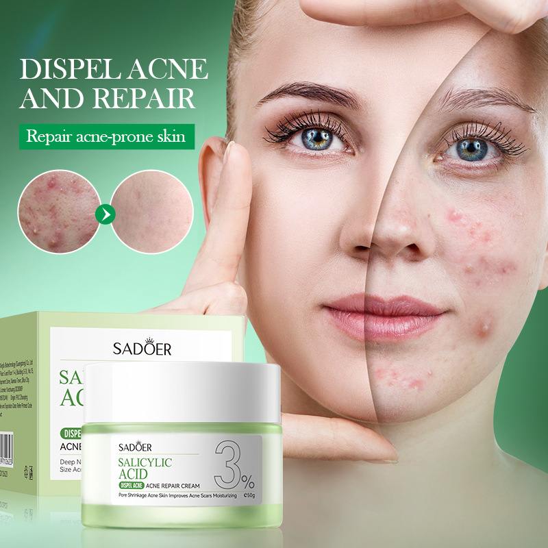 Salicylic Acid Blackhead Remover - ครีมรักษาสิวกรดซาลิไซลิกซ่อมแซมจุดด่างดำลบสิวหัวดำรูขุมขนหดตัวควบคุมความมันมอยเจอร์ไรเซอร์บำรุงผิว 50 ก