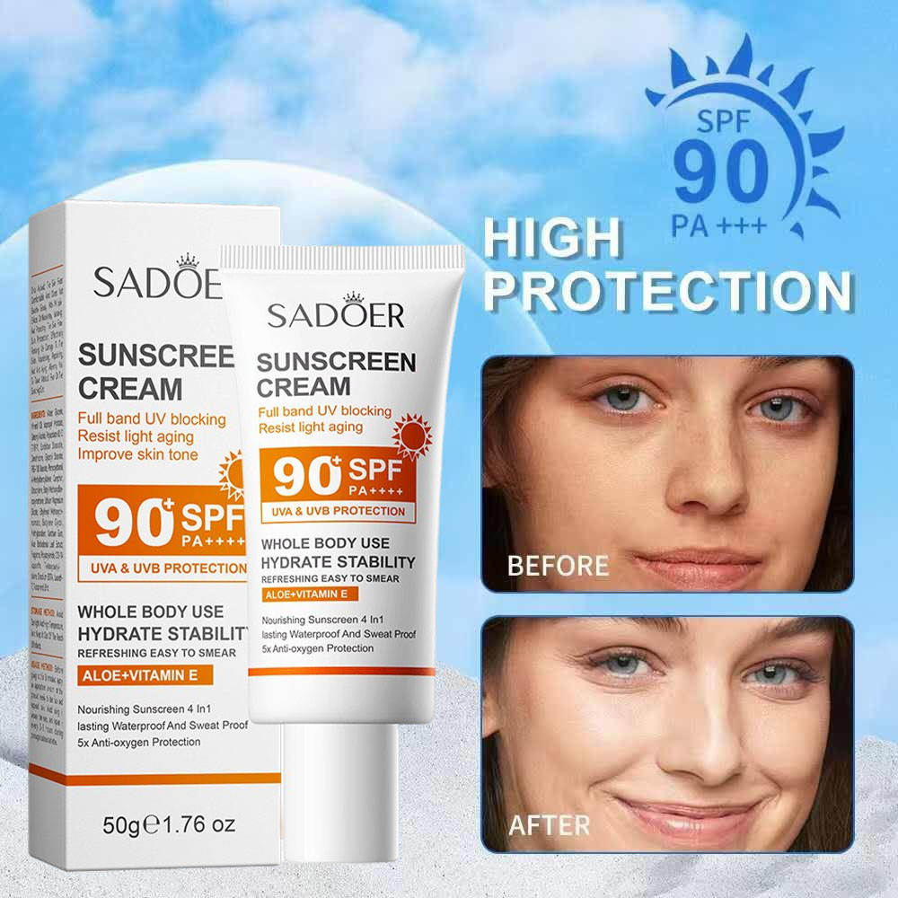 Spf 50 Waterproof Sunscreen - Sadoer ครีมกันแดดครีมป้องกันสูง SPF 90+ PA+++ ไวท์เทนนิ่งกันน้ํา