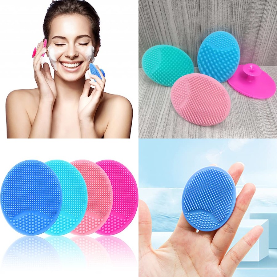 Silicone Face Scrubber Electric - แปรงทำความสะอาดผิวหน้าซิลิโคน - ชุด 4 ชิ้น สำหรับขัดผิวและผลัดเซลล์ผิวเพื่อการทำความสะอาดอย่างล้ำลึก