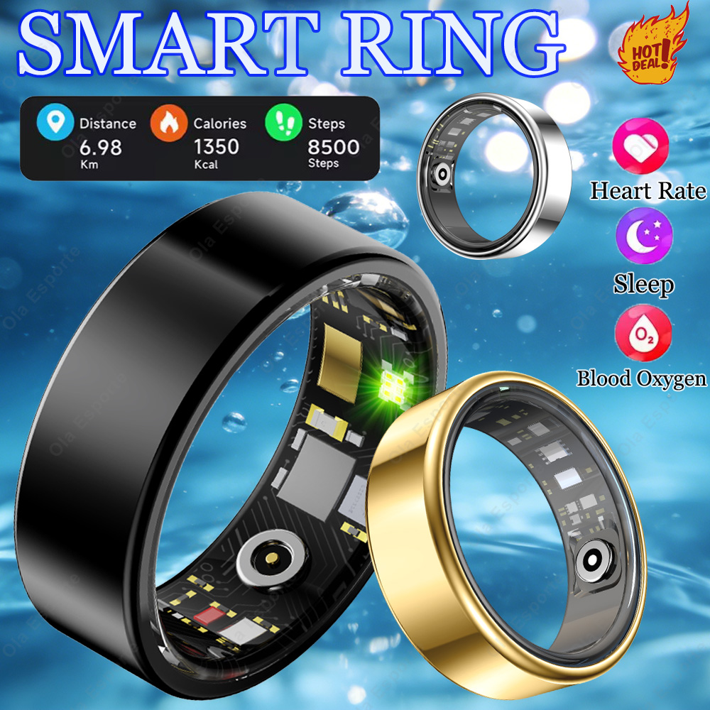 Health Monitors - แหวนอัจฉริยะอเนกประสงค์รุ่นใหม่ สำหรับผู้ชายและผู้หญิง พร้อมเคสชาร์จ ตรวจวัดอัตราการเต้นของหัวใจและออกซิเจนในเลือด กันน้ำ สำหรับ