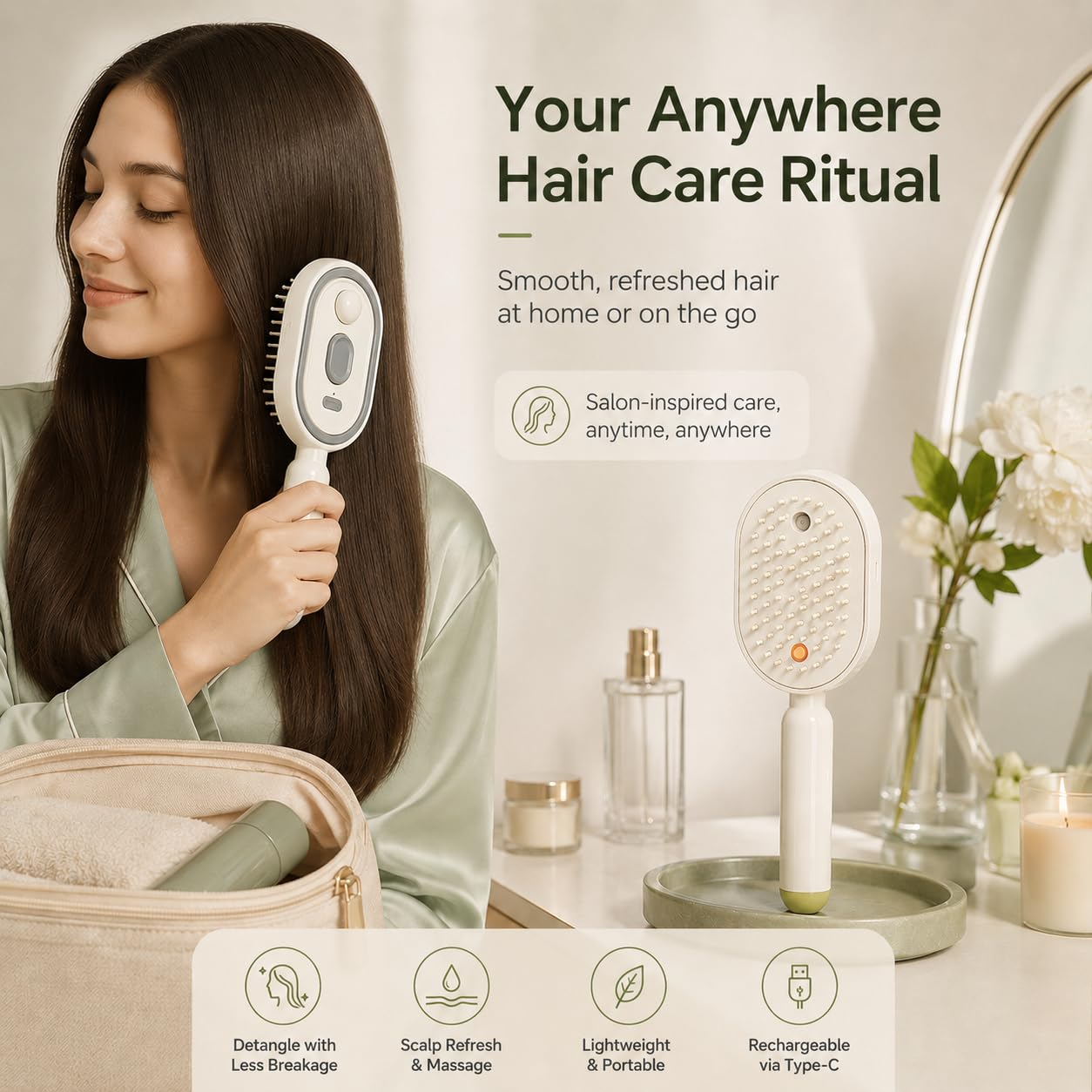 หวีสเปรย์นวดผมไฟฟ้า 2in1 แปรงห - Massage บทวิจารณ์และราคา