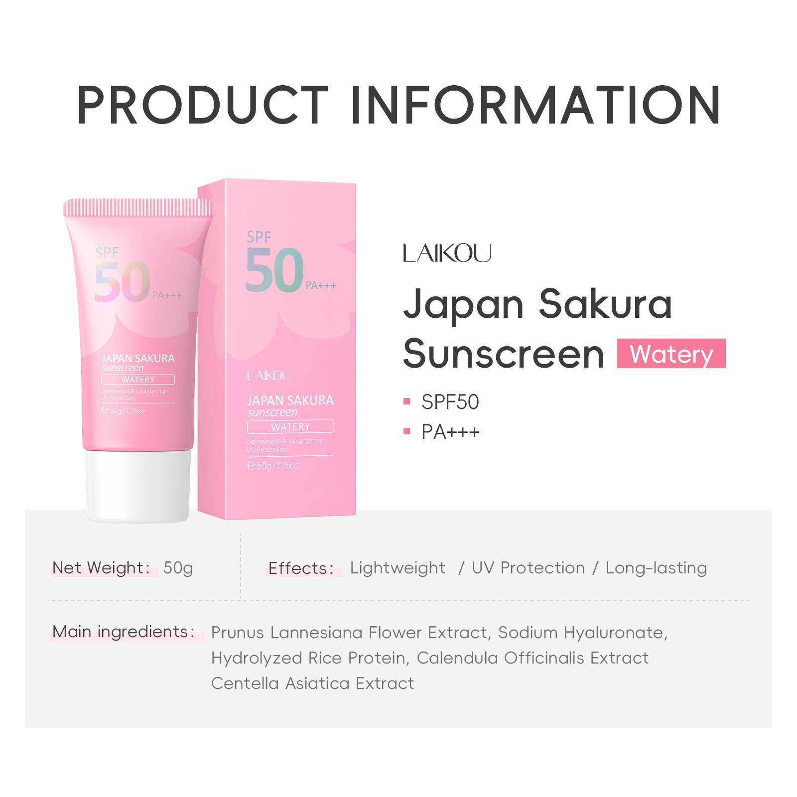 LAIKOU ซากุระ SPF50 PA+++ โลชั - Spf 50 Waterproof Sunscreen บทวิจารณ์และราคา